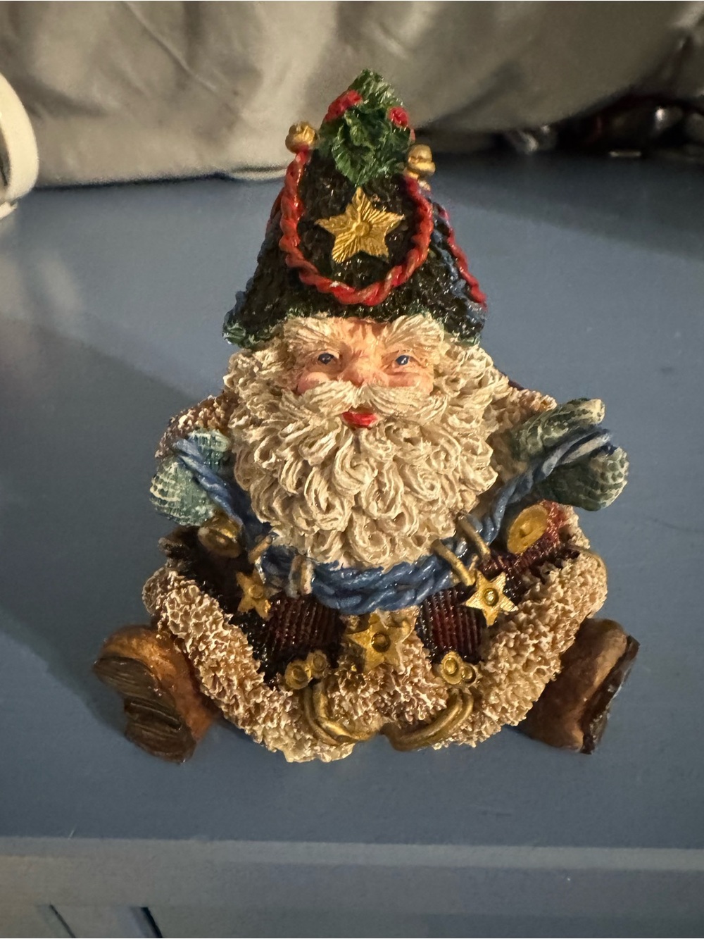 Hand-Painted Cream Santa Figurine Holiday Decor